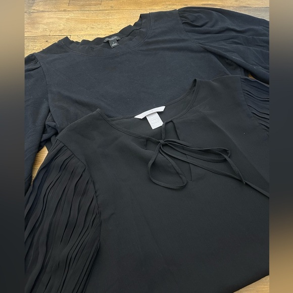 BUNDLE Of H&M Black top sheer sleeves and ANN TAYLOR quarter sleeve top - Picture 16 of 16